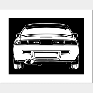 White Nissan Silvia S14 Back View Sketch Art Posters and Art